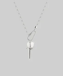 CLASSICS TORMENT. Heart & Dagger Carabiner Charm Necklace - Silver