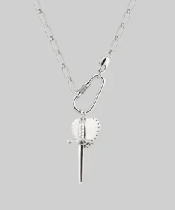 CLASSICS TORMENT. Heart & Dagger Carabiner Charm Necklace - Silver