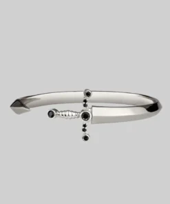 CLASSICS MAJESTY. Black Spinel Dagger Cuff Bangle - Silver