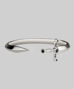 CLASSICS MAJESTY. Black Spinel Dagger Cuff Bangle - Silver