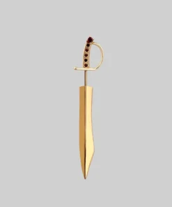 CLASSICS REVOLT. Garnet Sword Single Earring - Gold Earrings