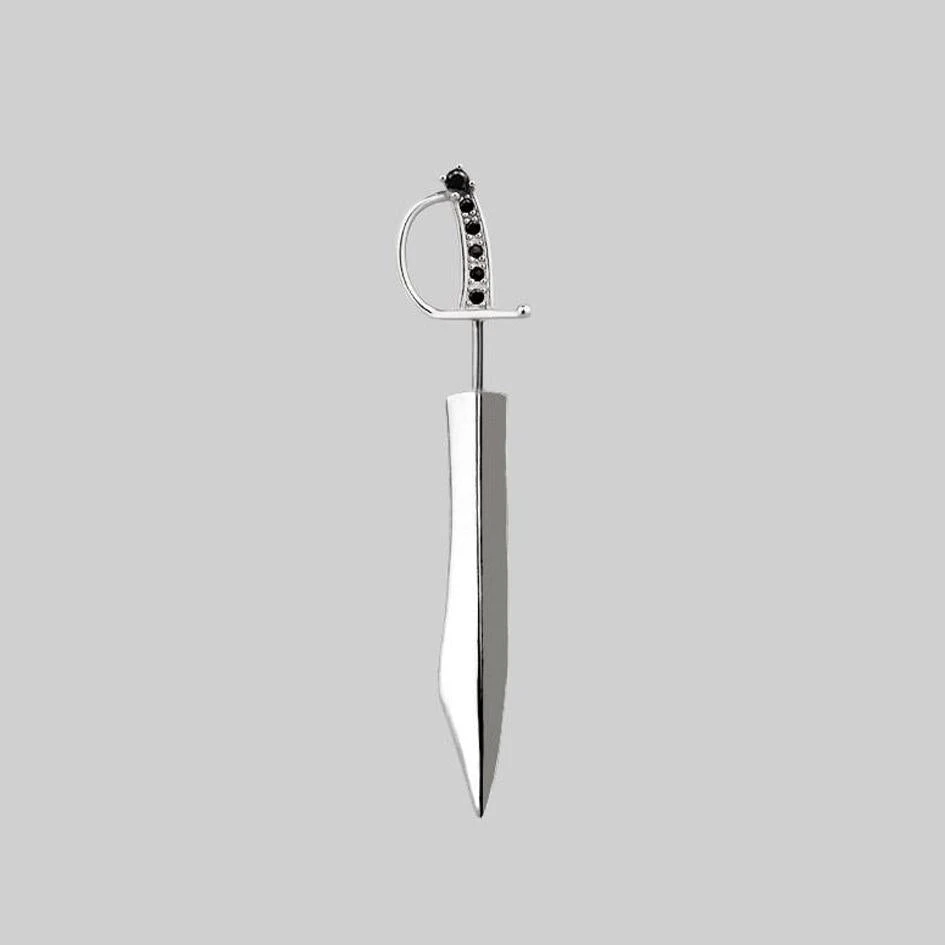 CLASSICS REVOLT. Black Spinel Sword Single Earring - Silver 3 CLASSICS REVOLT. Black Spinel Sword Single Earring - Silver