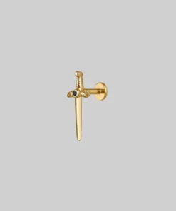 CLASSICS Earrings BETRAYAL. Gold & Black Spinel Dagger Earring - Helix/Tragus