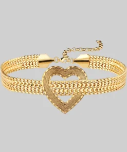End Of Line HANGIN HEART. Wide Curb Chain Choker - Gold