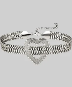 End Of Line HANGIN HEART. Wide Curb Chain Choker - Silver