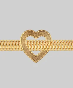 End Of Line HANGIN HEART. Wide Curb Chain Choker - Gold