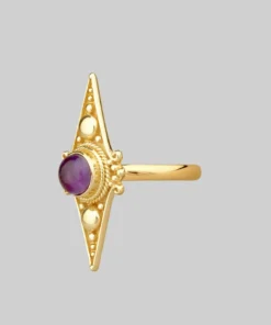 CLASSICS BALANCE. Amethyst Equilibrium Gemstone Ring - Gold Rings
