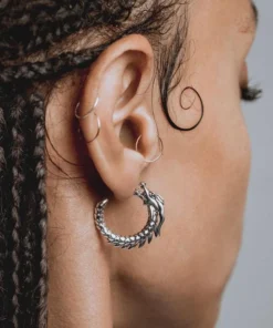 CLASSICS DRAKE. Dragon Hoop Earrings - Silver