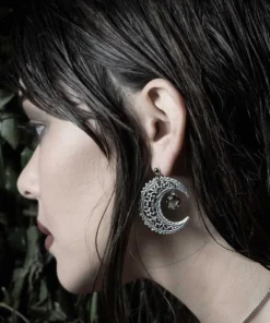 End Of Line EUDORA. Black Mother Of Pearl Crescent Earrings