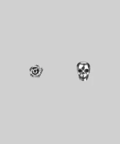 CLASSICS LIFE & DEATH. Tiny Sterling Silver Skull & Rose Studs Earrings