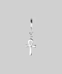 CLASSICS Earrings MYSTIC. Single Silver Hoop Earring With Ankh Charm