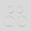 CLASSICS Silver Hoop Earrings - Set Of 2