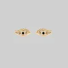 CLASSICS ORIUS. All Seeing Black Spinel Eye Stud Earrings - Gold