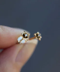 CLASSICS AURORE. Cubic Zirconia Gold Stud Earrings