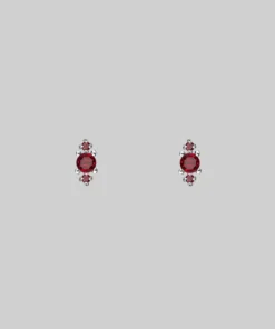 CLASSICS ROSEBUD. Garnet Trio Silver Stud Earrings