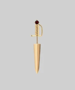 CLASSICS SALEM. Garnet Short Dagger Single Earring - Gold