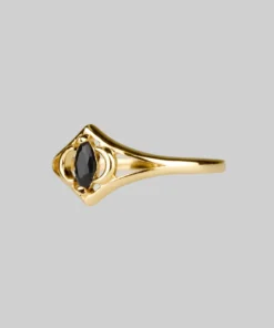 CLASSICS CELESTIAL. Two Moons Black Spinel Gold Ring