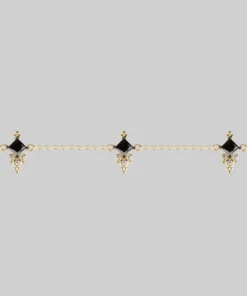CLASSICS DYNASTY. Black Spinel Triliogy Chain Choker - Gold Necklaces & Chains