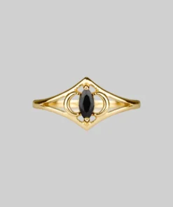 CLASSICS CELESTIAL. Two Moons Black Spinel Gold Ring
