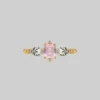VALENTINES 2022 Rings STAR CROSSED LOVERS. Rose Quartz & Skulls Ring - Gold