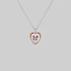 CLASSICS Necklaces & Chains NANCY. Two Roses Engraved Glass Heart Necklace - Silver