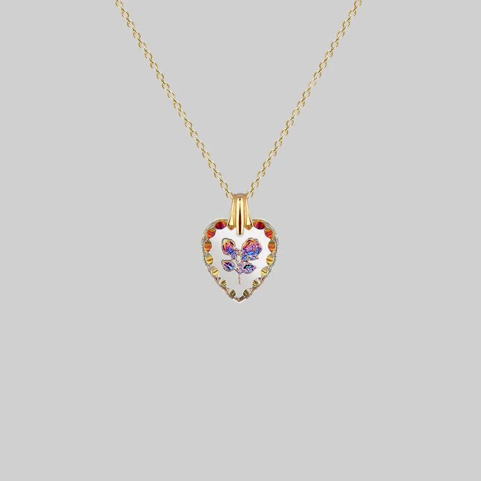 CLASSICS Necklaces & Chains NANCY. Two Roses Engraved Glass Heart Necklace - Gold 2 CLASSICS Necklaces & Chains NANCY. Two Roses Engraved Glass Heart Necklace - Gold