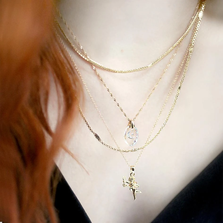 CLASSICS LYRAE. Moon & Stars Glass Necklace - Gold 2 CLASSICS LYRAE. Moon & Stars Glass Necklace - Gold