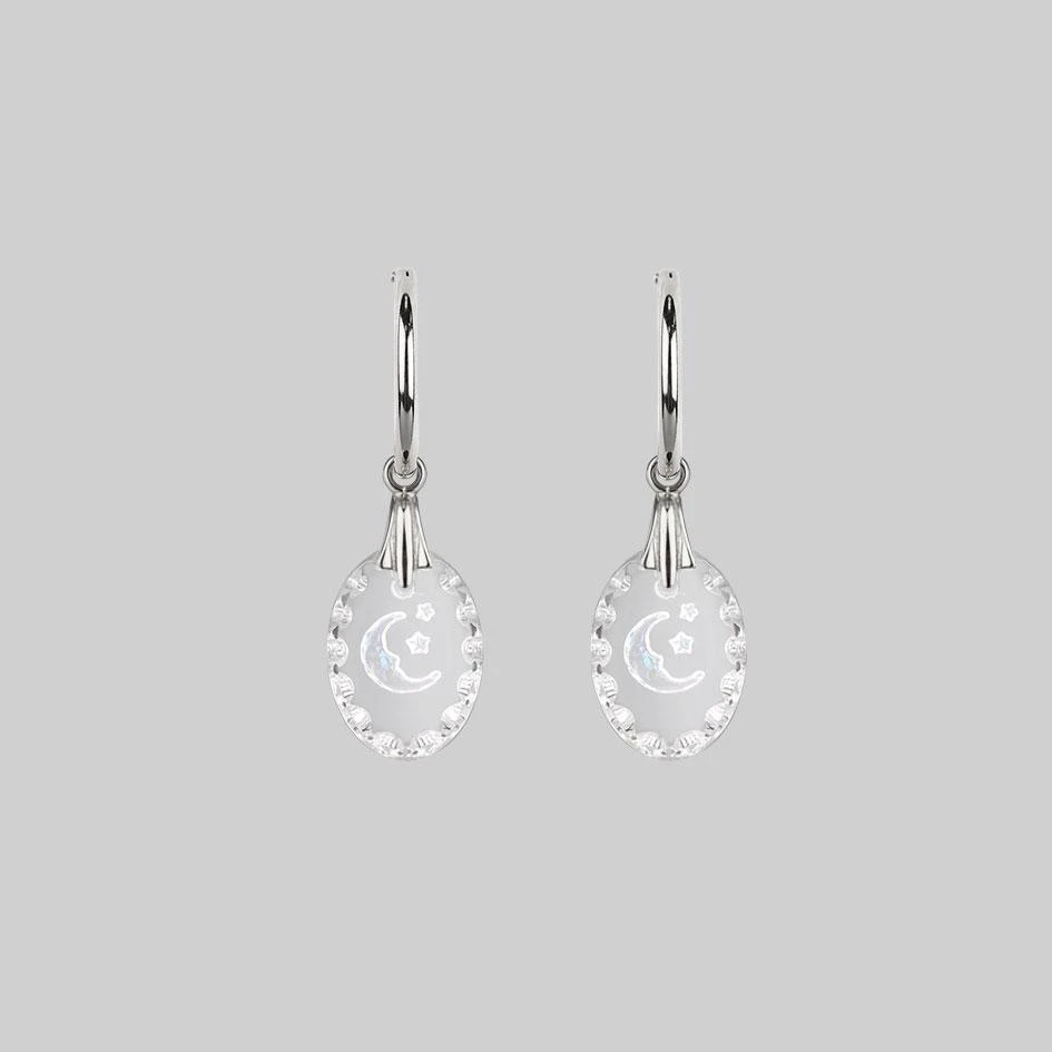 CLASSICS LYRAE. Moon & Stars Glass Earrings - Silver 3 CLASSICS LYRAE. Moon & Stars Glass Earrings - Silver