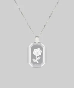 CLASSICS Necklaces & Chains RAPHAEL. Etched Glass Rose Necklace - Silver