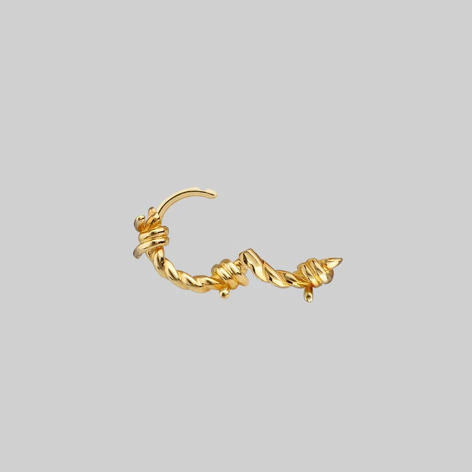 CLASSICS SURVIVAL. Symbolic Barbed Wire Clicker Hoop Earrings - Gold 7 CLASSICS SURVIVAL. Symbolic Barbed Wire Clicker Hoop Earrings - Gold