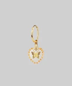 CLASSICS NEW DAWN. Butterfly Glass Heart Hoop Earrings - Gold