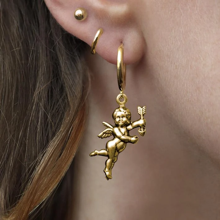 CLASSICS DAY DREAMER. Cherub Hoop Earrings - Gold 2 CLASSICS DAY DREAMER. Cherub Hoop Earrings - Gold