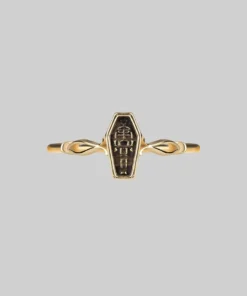 CLASSICS MORALITY. Tiny Skeleton Coffin Gold Ring