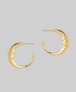 CLASSICS GOOD NIGHT. Man In The Moon Crescent Earrings - Gold
