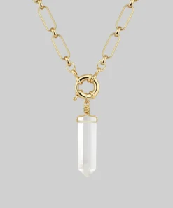 CLASSICS ORA. Clear Quartz Pendant & Clasp Necklace - Gold Necklaces & Chains