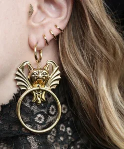 CLASSICS DRAKKAR. Gargoyle Knocker Hoop Earrings - Gold