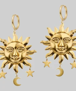 CLASSICS HELIOS. Sun & Moon Dream Catcher Hoop Earrings - Gold