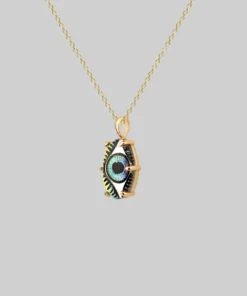 End Of Line BEHOLD. Iridescent Glass Eye Necklace - Gold Necklaces & Chains