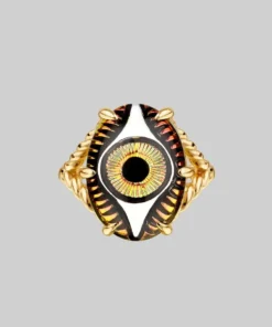 End Of Line BEHOLD. Iridescent Glass Eye Ring - Gold