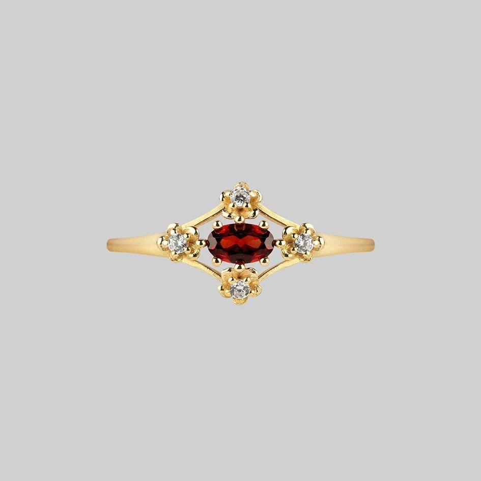 regalrose outlet shop 27 AW21 Rings MARTHA. Ornate Garnet Floral Ring - Gold