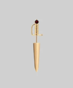 CLASSICS SALEM. Garnet Short Dagger Single Earring - Gold