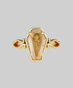 CLASSICS REBIRTH. Rose Under Glass Coffin Ring - Gold Rings