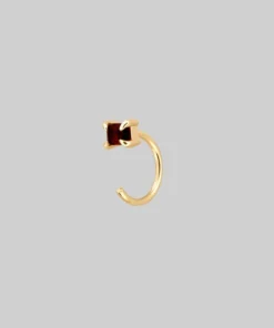 CLASSICS Rectangle Garnet Huggie Hoop Earrings - Gold