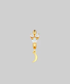 CLASSICS MOONLIGHT. Opal Moon Clicker Hoop Earrings - Gold