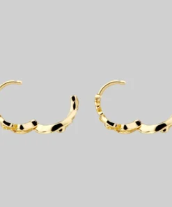 End Of Line IMPERIAL. Ornate Flourish Clicker Hoop Earrings - Gold