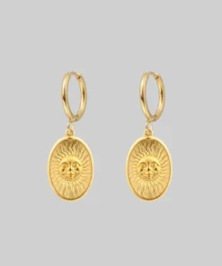 CLASSICS DAWN. Symbolic Sun Face Hoop Earrings - Gold