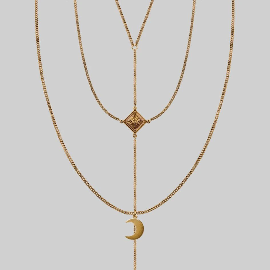 CLASSICS ZODIAC. Layered Moon Chain Choker - Gold Necklaces & Chains 1 CLASSICS ZODIAC. Layered Moon Chain Choker - Gold Necklaces & Chains