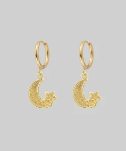 End Of Line LITTLE DREAMS. Moon & Star Hoop Earrings - Gold