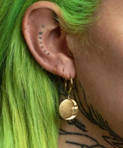 CLASSICS DARK HOUR. Mini Moon Crescent Hoop Earrings - Gold