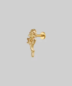 CLASSICS Earrings AMOR. Gold Rose Stem Stud Earring - Helix/Tragus